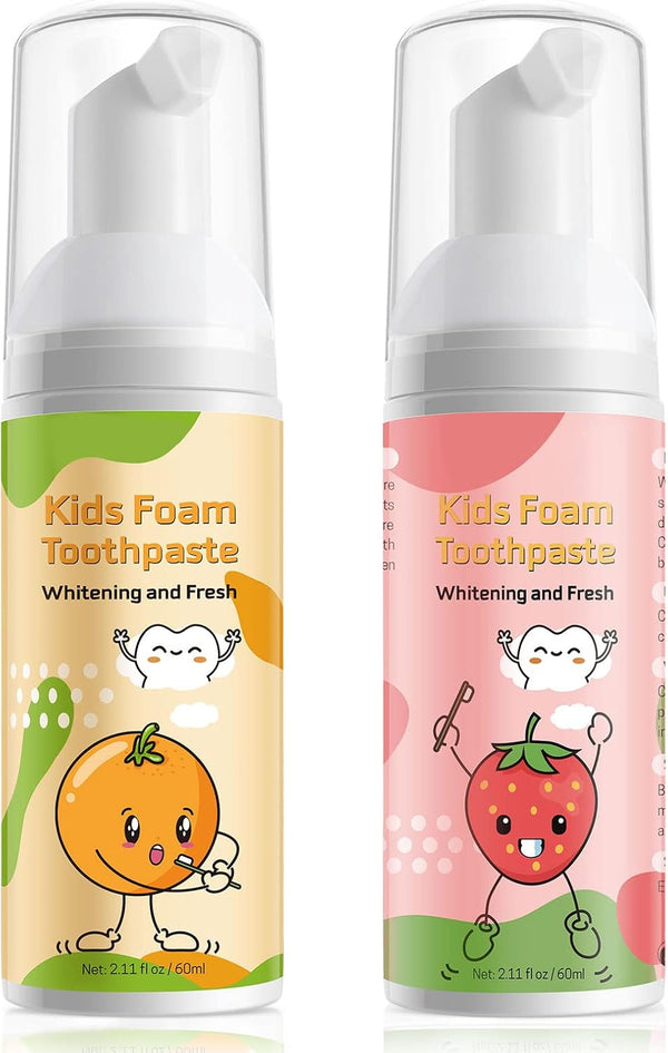 Kids Foam Toothpaste with Low Fluoride, Orange and Strawberry Flavor - Safe Natural Formula for U-Shape Electric