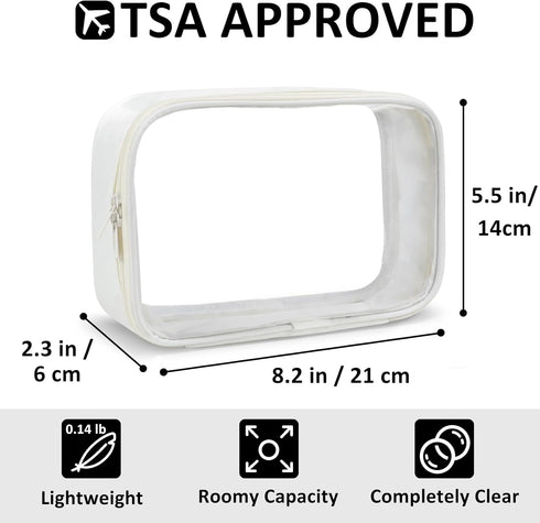 Moyad Clear Toiletry Bag Makeup Bags TSA Approved Travel Toiletry Bag for Carry-on (Beige, 1 Pack)