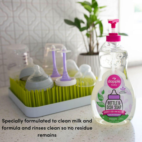Dapple Baby Bottle and Dish Soap, Lavender, 16.9 Fl Oz (Pack of 3), Plant-Based Hypoallergenic