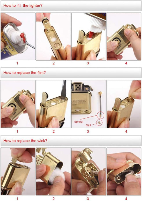 Antique Style Kerosene Brass Metal Lift Arm Windproof Lighter for Collection Decorative Gift (Bronzy)