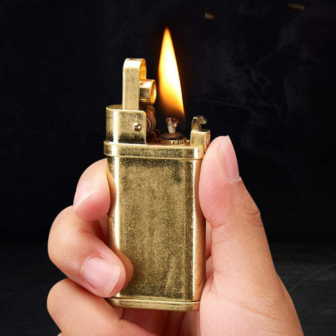 Vintage Trench Lighter Kerosene Copper Lighter - Windproof Brass Lighter for Men
