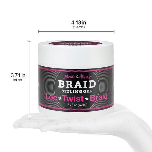 Nicole & Alyssa Braid Styling Gel - Define Your Hair with Healthy, Frizz-Free Hold for Locs, Twists, and Braids (15.7