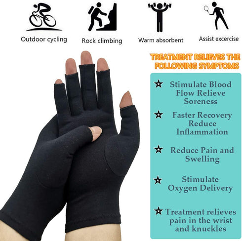 2 Pairs Arthritis Compression Gloves for Pain Relief, Compression Gloves for Women & Men, Warm Moisture Absorption