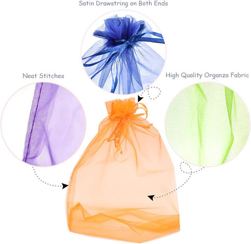 50Pcs 8 x 12 Inch Drawstring Organza Gift Bags, Jewelry, Party, Wedding Favor, Festival, Candy Bags (Mix Color)