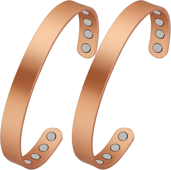 Feraco Copper Magnetic Bracelet for Men and Women, 99.99% Pure Copper Cuff Bangle with Neodymium Magnets