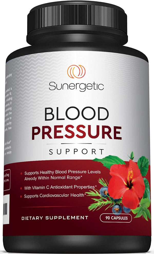 Premium Blood Pressure Support Supplement - Cardiovascular & Heart Health with Garlic, Hawthorn & Hibiscus - 90 Capsules