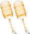 Lambswool Duster for Cleaning, 19.6 inch Natural Feather Duster with Solid Wooden Handle, Leather Hang Strap, 2 Pack