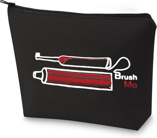 G2TUP Novelty Travel Toothbrush Holder, Brush Me Canvas Dopp Kit for Toiletries (Black Bag)