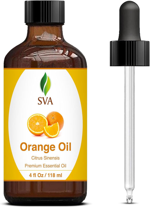 SVA Orange Essential Oil - 4oz (118ml) Premium Essential Oil with Dropper for Diffuser, Aromatherapy, Skin Care