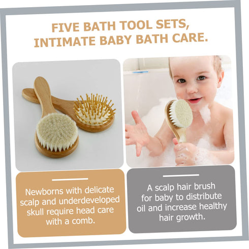Set BESPORTBLE Newborn Hair Care Brush Wooden Comb and Massager for Toddler Scalp Gentle Brushing Tool for Babies
