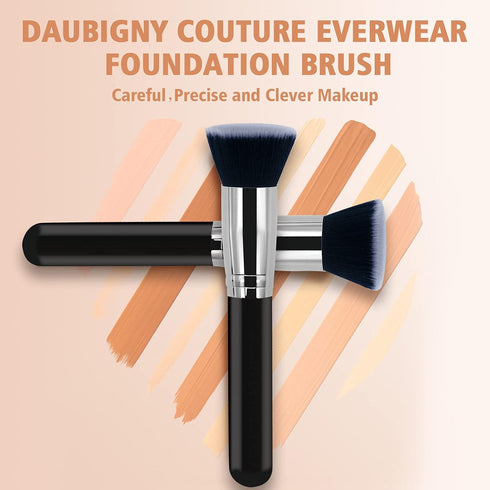 Makeup Brush Daubigny Flat Top Foundation Brush for Liquid Makeup, Premium Professional Make Up Foundation Brush, Black