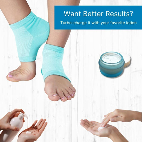 NatraCure Vented Moisturizing Gel Heel Sleeves - 2 Pairs for Cracked Heels, Size Regular