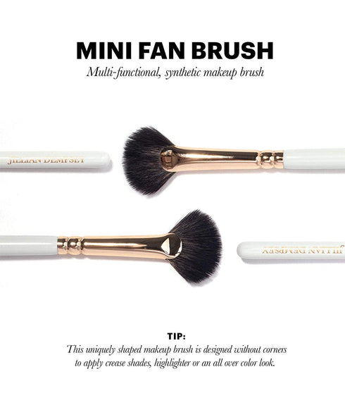 Jillian Dempsey Mini Fan Eye Makeup Brush, All in One Multi-Functional Synthetic Vegan Eyeshadow Brush