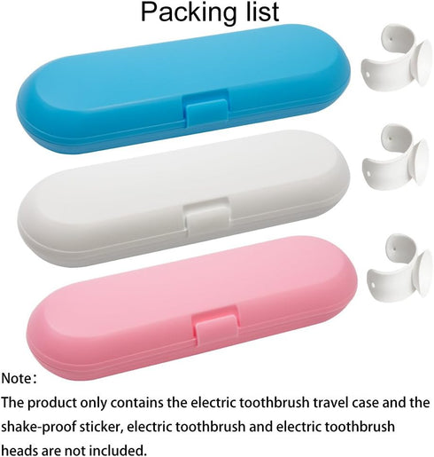 Plastic Electric Toothbrush Travel Case for Oral-B Pro Series, 3 Pack (White, Blue, Pink)