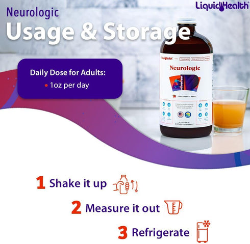 LIQUIDHEALTH 32 Oz Liquid Neurologic Focus Supplement, Nootropic for Cognitive Function and Memory Booster