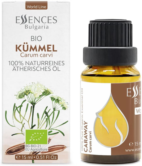 Essences Bulgaria Organic Caraway Essential Oil 0.51 Fl Oz 15ml Carum carvi 100% Pure and Natural Undiluted Therapeutic Grade Aromatherapy Diffuser Oil Muscle Relaxing Massage Oil Candle Making