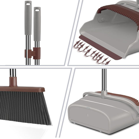 Set, Set kelamayi Upgrade Broom and Dustpan Self-Cleaning with Dustpan Teeth, Ideal for Dog Cat Pets Home Use, Super