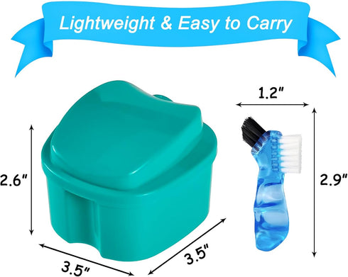 2 Pack Color Retainer Cleaner Case, Denture Cups for Soaking Dentures, Travel Container with Lid