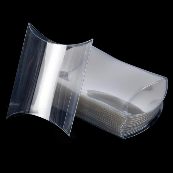 ISKYBOB 50 Pack Clear Plastic Pillow Boxes for Favors, Mini Gift Boxes for Candy Treats, 4x2