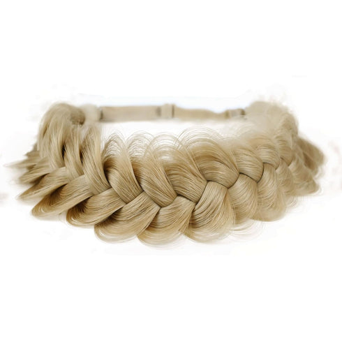 TOECWEGR Synthetic Hair Braided Headband, Classic Wide Strands Wedding Fluffy Braids Wig Band
