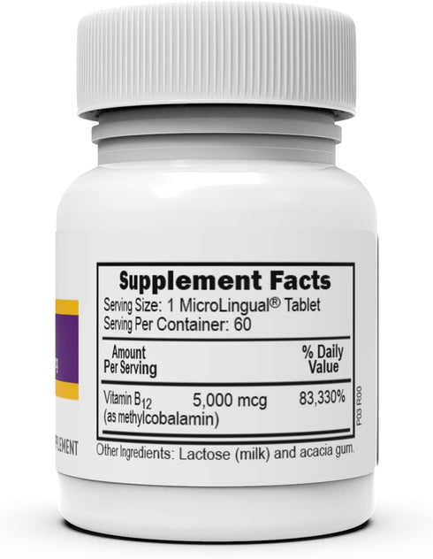 Superior Source No Shot Vitamin B12 Methylcobalamin 5000 mcg, 60 Quick Dissolve Tablets