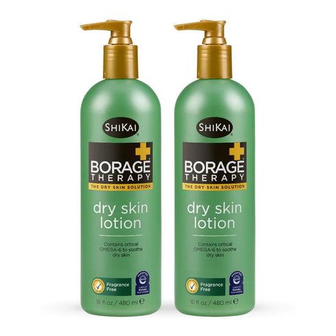 ShiKai Borage Therapy Dry Skin Lotion Moisturizer (16oz, Pack of 2) - Unscented Skincare
