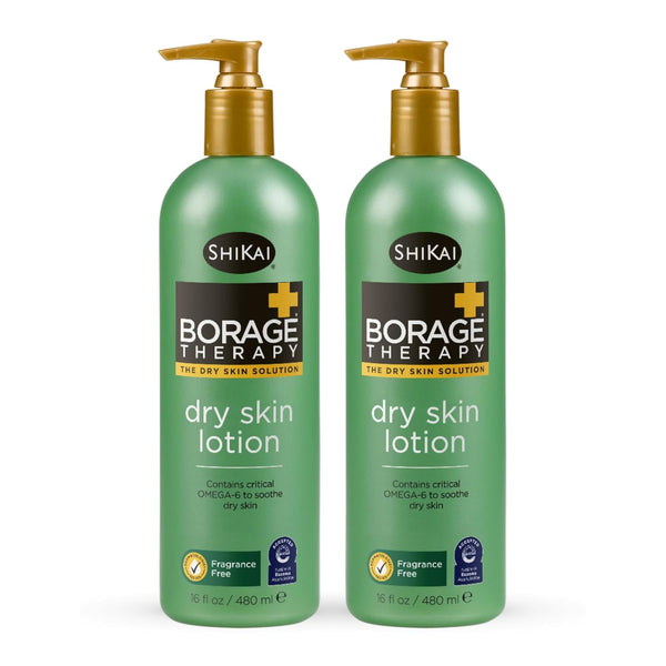 ShiKai Borage Therapy Dry Skin Lotion Moisturizer (16oz, Pack of 2) - Unscented Skincare