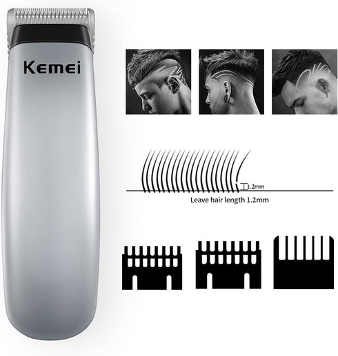 KEMEI Mini Clippers Trimmer Groomer, Cordless Self-Haircut Kit with Stainless Steel Styling Shears