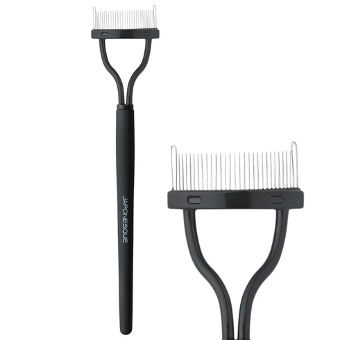JAPONESQUE Velvet Touch Lash Separator - Eyelash Comb Tool, Remove Mascara Clumps, Arc Lash Brush (Black)