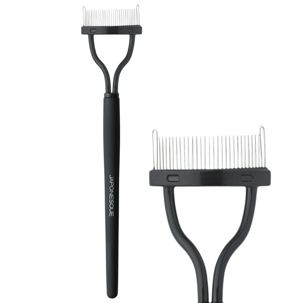 JAPONESQUE Velvet Touch Lash Separator - Eyelash Comb Tool, Remove Mascara Clumps, Arc Lash Brush (Black)