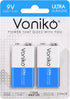 Voniko 9V Batteries, Alkaline 2 Pack, Ultra Long Lasting with 7-Year Shelf Life