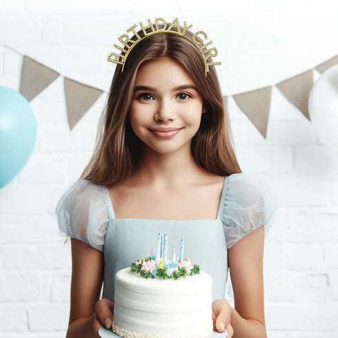 Celebratory Birthday Girl Tiara Headband for Ladies, Women, Girls, Moms, Daughters, Wives, Sisters, Aunts, Grandmothers, and Female Friends