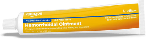 Amazon Basic Care Hemorrhoid Ointment, Pain Relief for Burning, Itching, Discomfort, 2 oz. (Pack of 1)