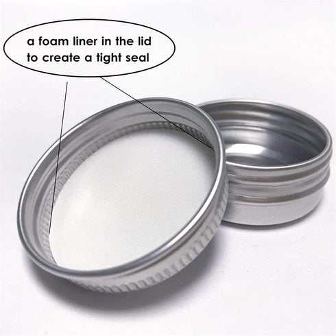 Screw Top Aluminum Tin Jars - Cosmetic Sample Metal Containers, Round Pot for Candle, Lip Balm, 12 Pack (1 OZ)