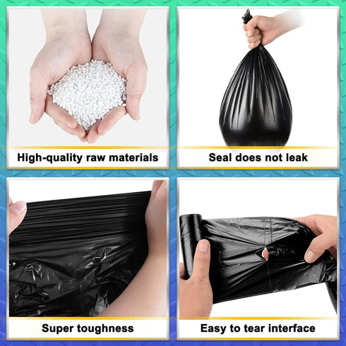 AOSULI Small Bathroom Trash Bags, 3 Gallon/10 Liter, 100 Counts, Black Garbage Bags for Office