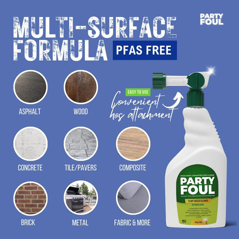 Party Foul Plant-Based Cleaner Spray, Eco-Friendly Vegan Formula for Tiles, Counters, Glass, Wood & More, 32 oz
