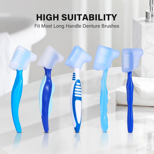 Anbbas 2pcs Premium Hard Denture Brush with Toothbrush Cover Cap, Dental Cleaning Brush Set
