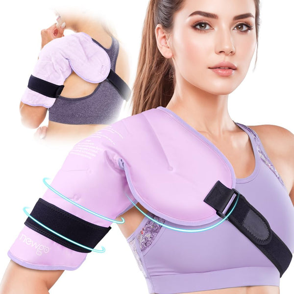 NEWGO XL Reusable Shoulder Ice Pack Wrap for Injuries & Pain Relief, Bursitis, Tendonitis, Swelling - Purple