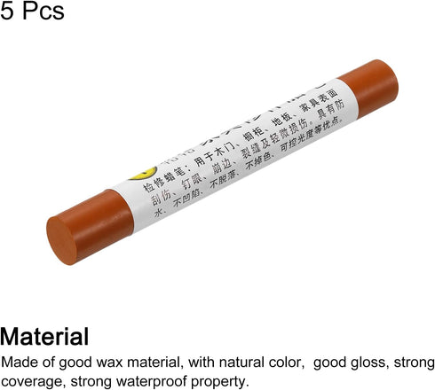 uxcell Furniture Repair Crayons, 5Pcs - Wood Wax Filler Stick for Scratches, Holes on Tables and Wooden Floors