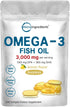 Omega 3 Fish Oil Supplements 3,000mg Per Serving, 240 Softgels | Lemon Flavored – Burpless | Heart & Brain Support