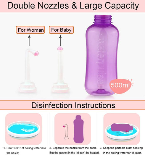 Portable Hand-held Personal Health Vaginal Washing Container, Travel Urinal Spray Scrubber for Vulva and Anus Cleaning
