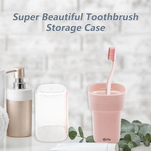 Portable Travel Toothbrush Case, Toothbrush Storage Organizer for Bathroom and Travel (Pink)