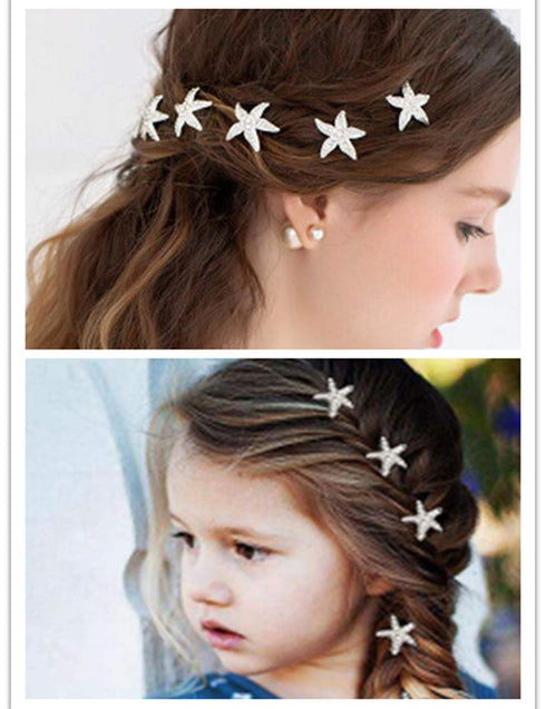 Trendy Starfish Hairpin, Rhinestone Bobby Pin Bridal Hair Clip, Crystal Headpiece for Wedding Women Hair Accessory