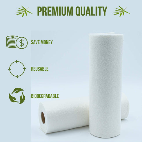 Reusable 100% Natural Rayon Towels - Pack of 2, Washable Kitchen Paper Towels, Lint Free, Zero Waste, Organic Rolls