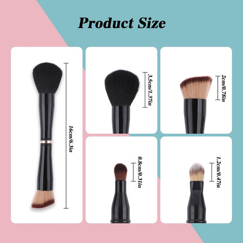4 in-1 Makeup Brush Set - Foundation, Blush, Eyeshadow, Concealer Brush, All-in-One Travel Makeup Brushes