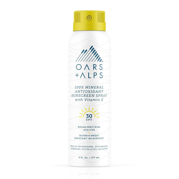 Oars + Alps Mineral SPF 30 Sunscreen Spray, Infused with Vitamin E, Water and Sweat Resistant, 6 Oz