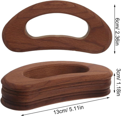 HONITANO 2pcs Wooden Cellulite Massager: Body Gua Sha Board - Handheld Muscle Scraper with Deep Groove - Massage Tool