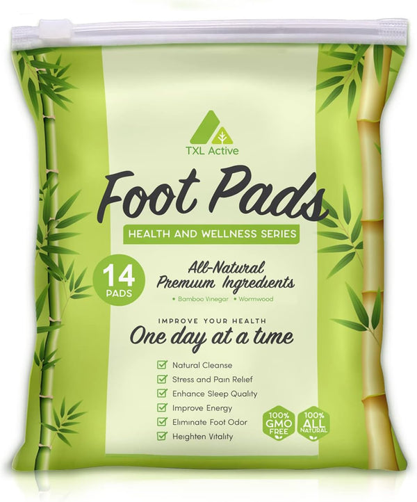 TXL Active Bamboo Charcoal Foot Pads: 14 Count Overnight Comfort Patches - Plant-Based Wellness-Inspired