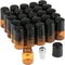 Wresty 25 Pcs Essential Oil Glass Roller Bottles, Mini Refillable Amber Glass Roll On Bottles (1ml)