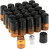 Wresty 25 Pcs Essential Oil Glass Roller Bottles, Mini Refillable Amber Glass Roll On Bottles (1ml)